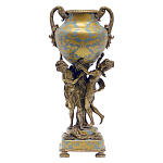 Ваза голубого цвета из фарфора с золотым растительным орнаментом и бронзовыми фигурками женщин Eden Garden porcelain and bronze варинант исполнения - 2 | Loft Concept в Кирове