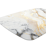 Обеденный стол с прямоугольной столешницей из стекла на черных металлических ножках White Marble варинант исполнения - 4 | Loft Concept в Кирове