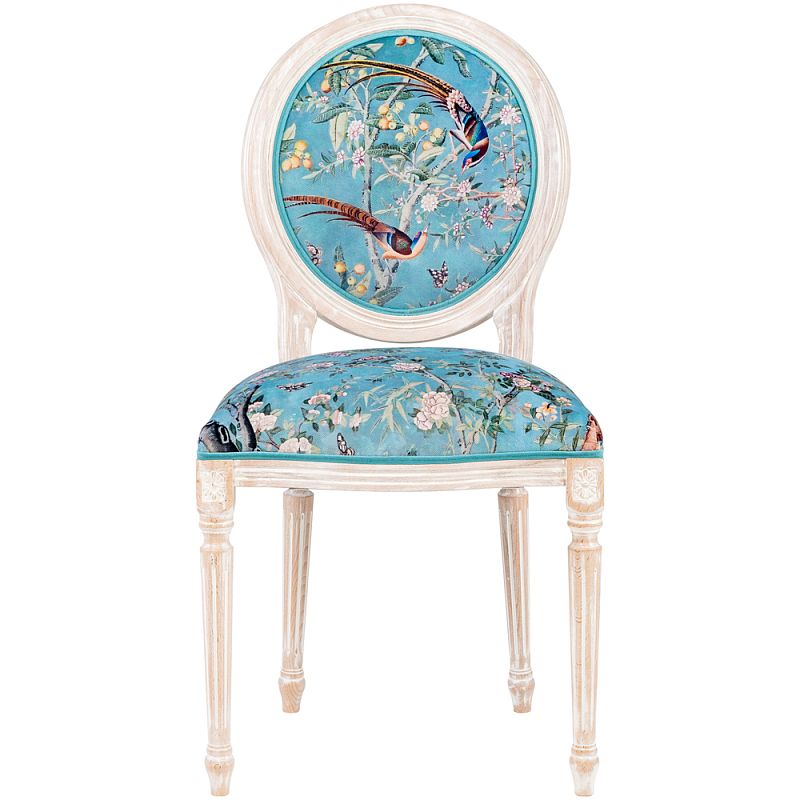 Стул из массива бука бирюзовый с изображением птиц и цветов Turquoise Beige Chinoiserie Birds Garden Chair Мульти Бирюзовый Бежевый Стул из массива бука бирюзовый с изображением птиц и цветов Turquoise Beige Chinoiserie Birds Garden Chair Мульти Бирюзовый Бежевый в Кирове | Loft Concept