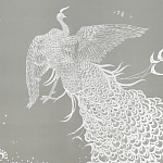 Обои ручная роспись в стиле Арт-деко Whistler Peacocks Special Colourway on Pale Grey dyed silk варинант исполнения - 1 | Loft Concept в Кирове
