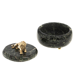 Шкатулка из натурального камня змеевик с фигуркой льва Stone Casket варинант исполнения - 3 | Loft Concept в Кирове