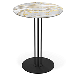 Стол журнальный с круглой столешницей из стекла Gray and Gold Marble варинант исполнения - 1 | Loft Concept в Кирове