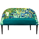 Диван двухместный из натурального бука зеленый с цветочным принтом Impressionism in Art варинант исполнения - 1 | Loft Concept в Кирове