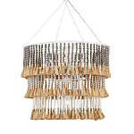 Люстра трехъярусная с декором из круглых деревянных бусин с кисточками Gray Brown Wooden Beads Chandelier варинант исполнения - 2 | Loft Concept в Кирове