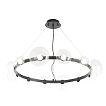 Люстра подвесная круглая с 12-ю прозрачными куполообразными плафонами и черным металлическим основанием Flos Wireline Lighting варинант исполнения - 3 | Loft Concept в Кирове