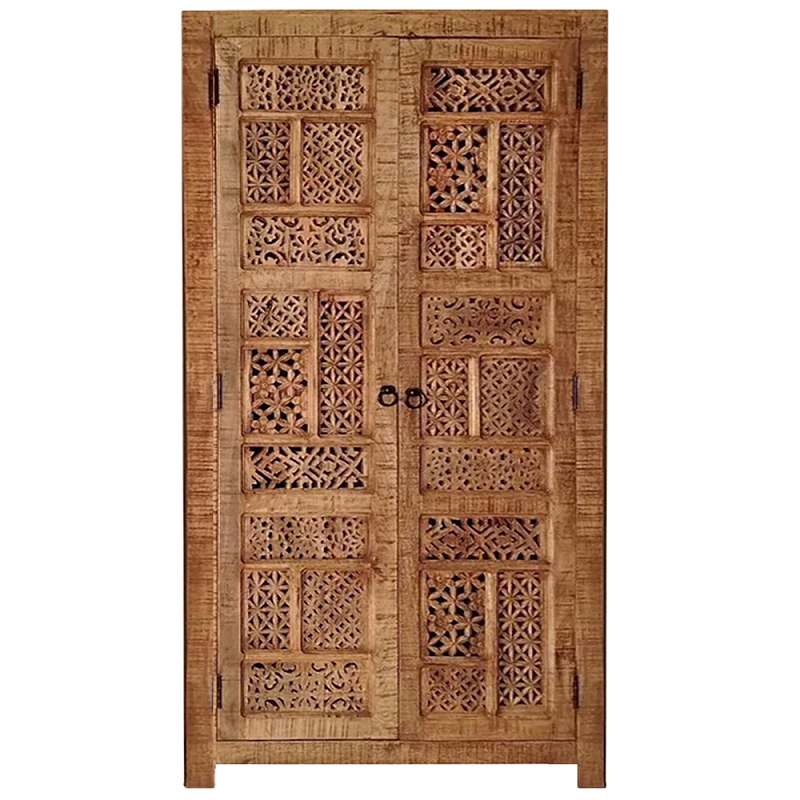 Этнический шкаф с орнаментом резьба из дерева Indian Antique Furniture Коричневый Этнический шкаф с орнаментом резьба из дерева Indian Antique Furniture Коричневый в Кирове | Loft Concept