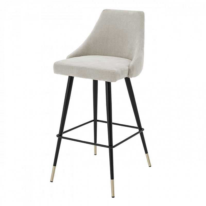 Барный стул Eichholtz Bar Stool Cedro Sand Бежево-серый Черный Латунь Барный стул Eichholtz Bar Stool Cedro Sand Бежево-серый Черный Латунь в Кирове | Loft Concept