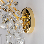 Бра золотого цвета с декоративными ветвями и прозрачными подвесками в форме листьев Droplet Chandelier варинант исполнения - 5 | Loft Concept в Кирове