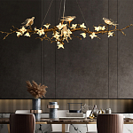 Люстра в виде золотой ветки с цветами и птичками Marvelous Garden варинант исполнения - 4 | Loft Concept в Кирове