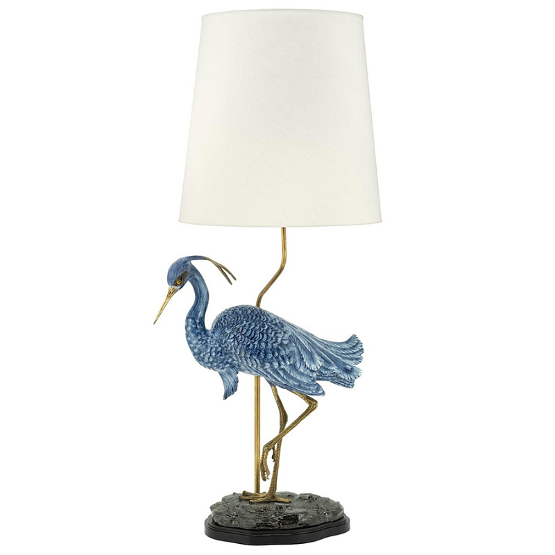 Настольная лампа ABHIKA LAMPTABLE HERON Голубой Золотой в Кирове | Loft Concept 