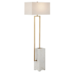 Торшер с прямоугольным абажуром на белом мраморном основании Asymmetry on Marble варинант исполнения - 4 | Loft Concept в Кирове