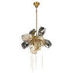 Люстра подвесная со стеклянными плафонами из дымчатого и золотистого с шестью вертикальными подвесками Gilded Mirage  варинант исполнения - 5 | Loft Concept в Кирове