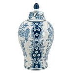 Ваза с крышкой и голубым цветочным рисунком на белом фоне Blue & White Ornament варинант исполнения - 2 | Loft Concept в Кирове