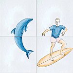 Плитка с узором Дельфин Серфингист варинант исполнения - 2 | Loft Concept в Кирове