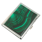 Портсигар на 10 сигарет с газовой зажигалкой из натурального камня Малахит Stone Cigarettes Cases варинант исполнения - 1 | Loft Concept в Кирове