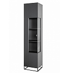 Шкаф-витрина цвета графит с полками и стеклянной дверью Strict Lines варинант исполнения - 1 | Loft Concept в Кирове