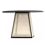 Обеденный стол с круглой чёрной столешницей и плетёным основанием Savanna Round Table варинант исполнения - 1 | Loft Concept в Кирове