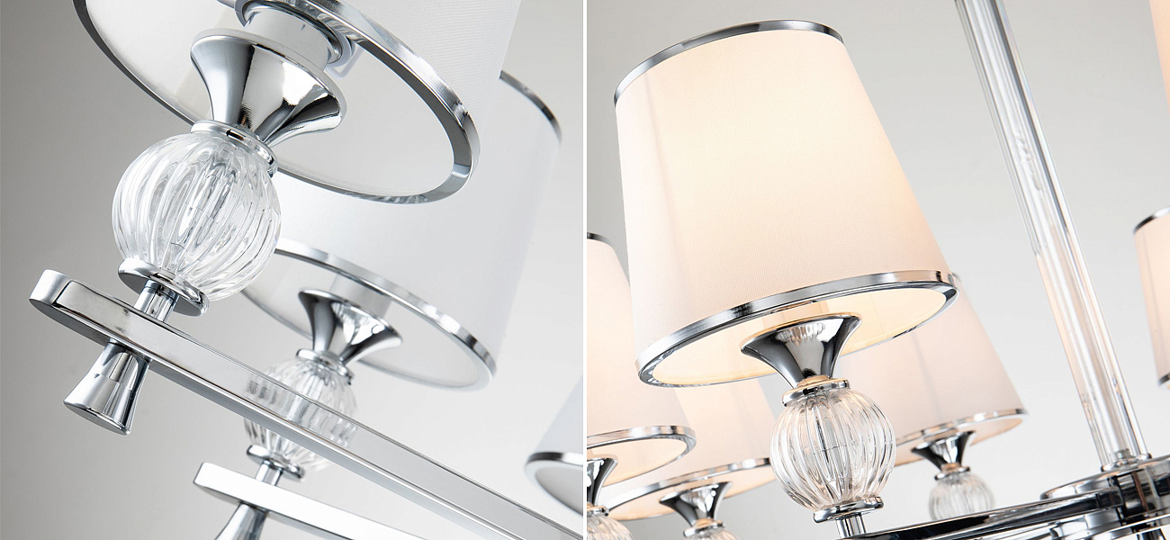 Люстра цвета хром с тканевыми плафонами LUMINAIRE Люстра цвета хром с тканевыми плафонами LUMINAIRE - Loft-Concept в Кирове