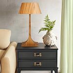 Настольная лампа со скошенным конусовидным абажуром и фигурной ножкой в цвете тик Accord Lighting варинант исполнения - 6 | Loft Concept в Кирове