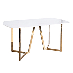 Стол обеденный белый с золотыми глянцевыми ножками Laconic White Table варинант исполнения - 1 | Loft Concept в Кирове