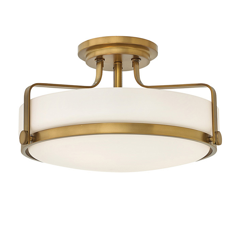 Потолочный светильник с круглым матовым белым плафоном Hinkley Латунь Белый Хром в Кирове | Loft Concept 