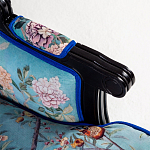 Кресло из натурального бука бирюзовое с изображением птиц и цветов Turquoise Chinoiserie Garden Armchair варинант исполнения - 4 | Loft Concept в Кирове