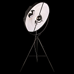 Торшер в виде прожектора с круглым тканевым абажуром на треноге черного цвета Radiance Éclat варинант исполнения - 3 | Loft Concept в Кирове