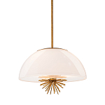 Подвесной светильник золотого цвета с полусферическим опаловым плафоном и декоративным элементом Elstead Lighting варинант исполнения - 1 | Loft Concept в Кирове