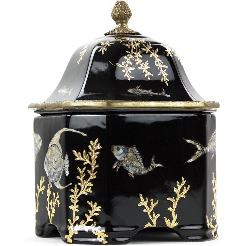 Шкатулка Box Fish Chinoiserie Черный Бронза Золотой Шкатулка Box Fish Chinoiserie Черный Бронза Золотой в Кирове | Loft Concept
