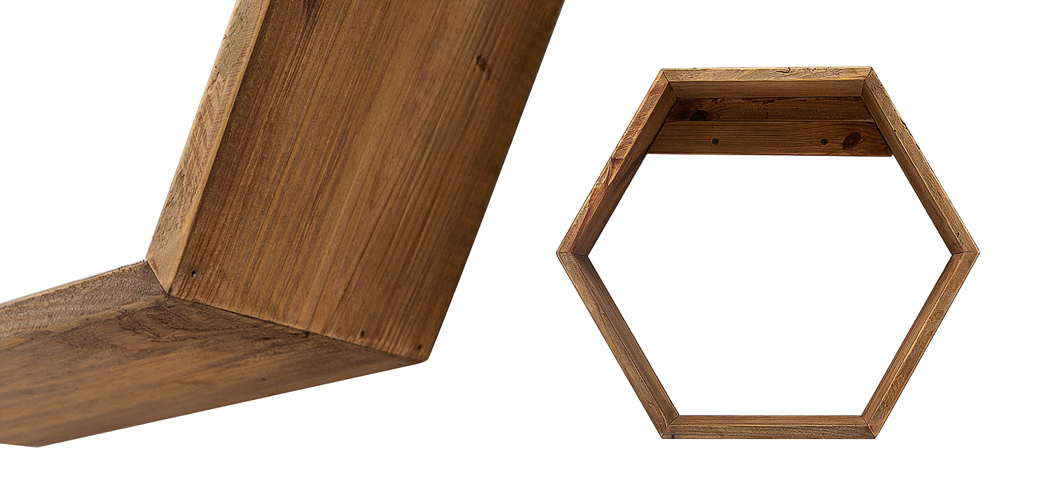 Деревянная полка в виде шестиугольника Wood Honeycomb Shelf Деревянная полка в виде шестиугольника Wood Honeycomb Shelf - Loft-Concept в Кирове