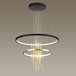 Люстра подвесная с 2-мя круглыми подвесами в черном и золотистом цвете и вертикальными подвесками Ring Horizontal варинант исполнения - 4 | Loft Concept в Кирове