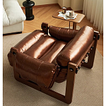 Кресло-диван кожаное на деревянном каркасе Medieval Furniture варинант исполнения - 1 | Loft Concept в Кирове