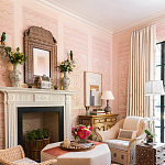 Обои ручная роспись Jharokha Arches Original colourway on pink painted Xuan paper варинант исполнения - 3 | Loft Concept в Кирове