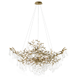 Подвесная люстра в виде ветвей деревьев золотого цвета с прозрачными подвесками-каплями 10 и 14 ламп Droplet Chandelier варинант исполнения - 1 | Loft Concept в Кирове