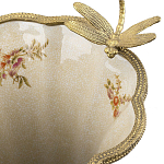 Ваза голубого цвета из фарфора с цветочным рисунком и бронзовой стрекозой Blue Garden варинант исполнения - 1 | Loft Concept в Кирове