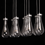 Люстра с 9-ю прозрачными плафонами из стекла в форме капли на прямоугольном потолочном основании цвета хром Lucid Rain  варинант исполнения - 9 | Loft Concept в Кирове