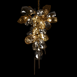 Люстра подвесная вытянутой формы с плафонами из стекла и металла с двумя вертикальными подвесками Gilded Mirage  варинант исполнения - 4 | Loft Concept в Кирове