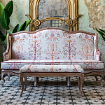 Банкетка из массива бука бежевая с растительным орнаментом Raffael Beige Floral Banquette варинант исполнения - 4 | Loft Concept в Кирове