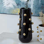 Ваза черная цилиндрическая с глянцевым покрытием и золотыми декоративными элементами Molecule Collection варинант исполнения - 3 | Loft Concept в Кирове