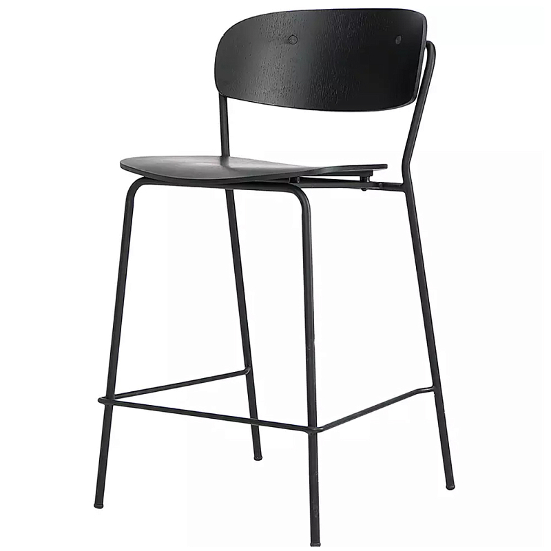 Стул полубарный на железных ножках Chair Space Arrangement без подлокотников Орех Черный Стул полубарный на железных ножках Chair Space Arrangement без подлокотников Орех Черный в Кирове | Loft Concept