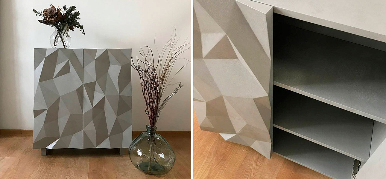 Комод с большими угловыми фигурами с одной секцией, 2 полки Geometric Greece Комод с большими угловыми фигурами с одной секцией, 2 полки Geometric Greece - Loft-Concept в Кирове