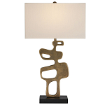 Настольная лампа с фигурным каркасом и прямоугольным тканевым абажуром Brutalist Profile варинант исполнения - 3 | Loft Concept в Кирове