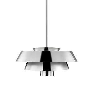 Подвесной светильник с широким многоярусным металлическим плафоном цвета никель в современном стиле Feiss