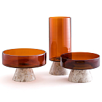 Высокая чаша из янтарного стекла Amber Marble Vase варинант исполнения - 3 | Loft Concept в Кирове