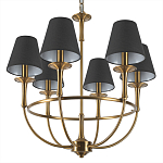 Люстра на металлическом основании бронзового цвета с 6-ю черными конусовидными абажурами Dignity варинант исполнения - 8 | Loft Concept в Кирове