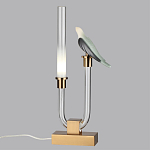 Настольная лампа с прозрачной трубкой и декоративной фигуркой птицы на бронзовой подставке Ganthea варинант исполнения - 3 | Loft Concept в Кирове