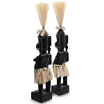 Комплект из 2-х деревянных статуэток Asmat Straw Headdress Statuettes Multicolor варинант исполнения - 4 | Loft Concept в Кирове