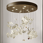 Люстра каскадная с белыми цветами и птицами Takeoff варинант исполнения - 2 | Loft Concept в Кирове