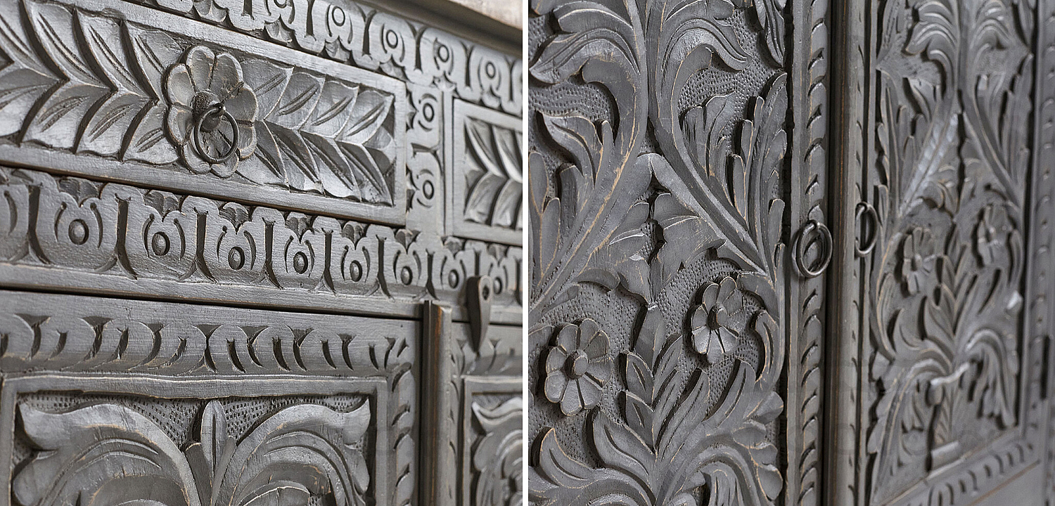 Комод Indian Antique White Furniture Chest of Drawers Ganika серый Комод Indian Antique White Furniture Chest of Drawers Ganika серый - Loft-Concept в Кирове