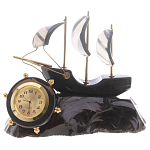 Часы настольные в виде парусника из натурального камня Обсидиан Sailboat Stone Clock варинант исполнения - 4 | Loft Concept в Кирове